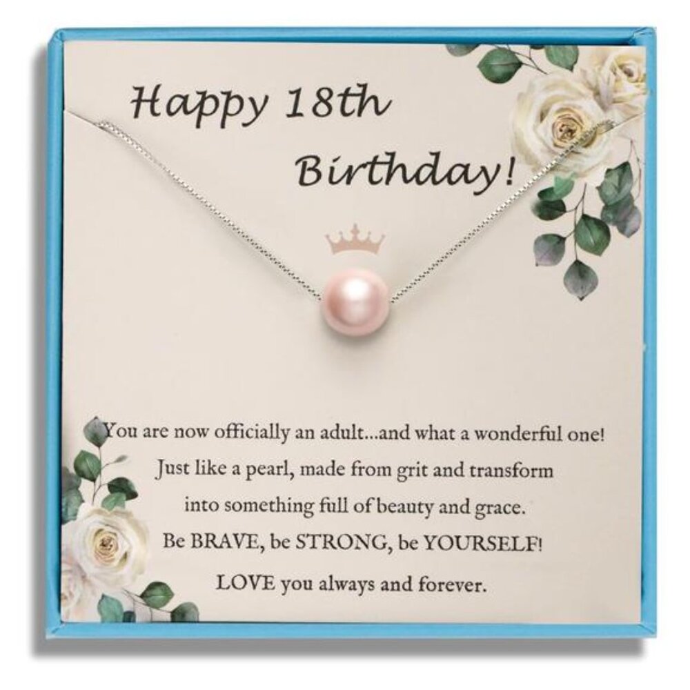 S925 Sterling Silver Pink Pearl Necklace 18th Birthday Gifts for Girls